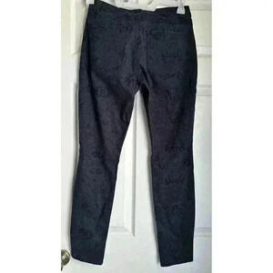 Cabi Skinny Jeans Womens 6 Curvy Mid Rise Stretchy Denim Lace Print Navy Blue